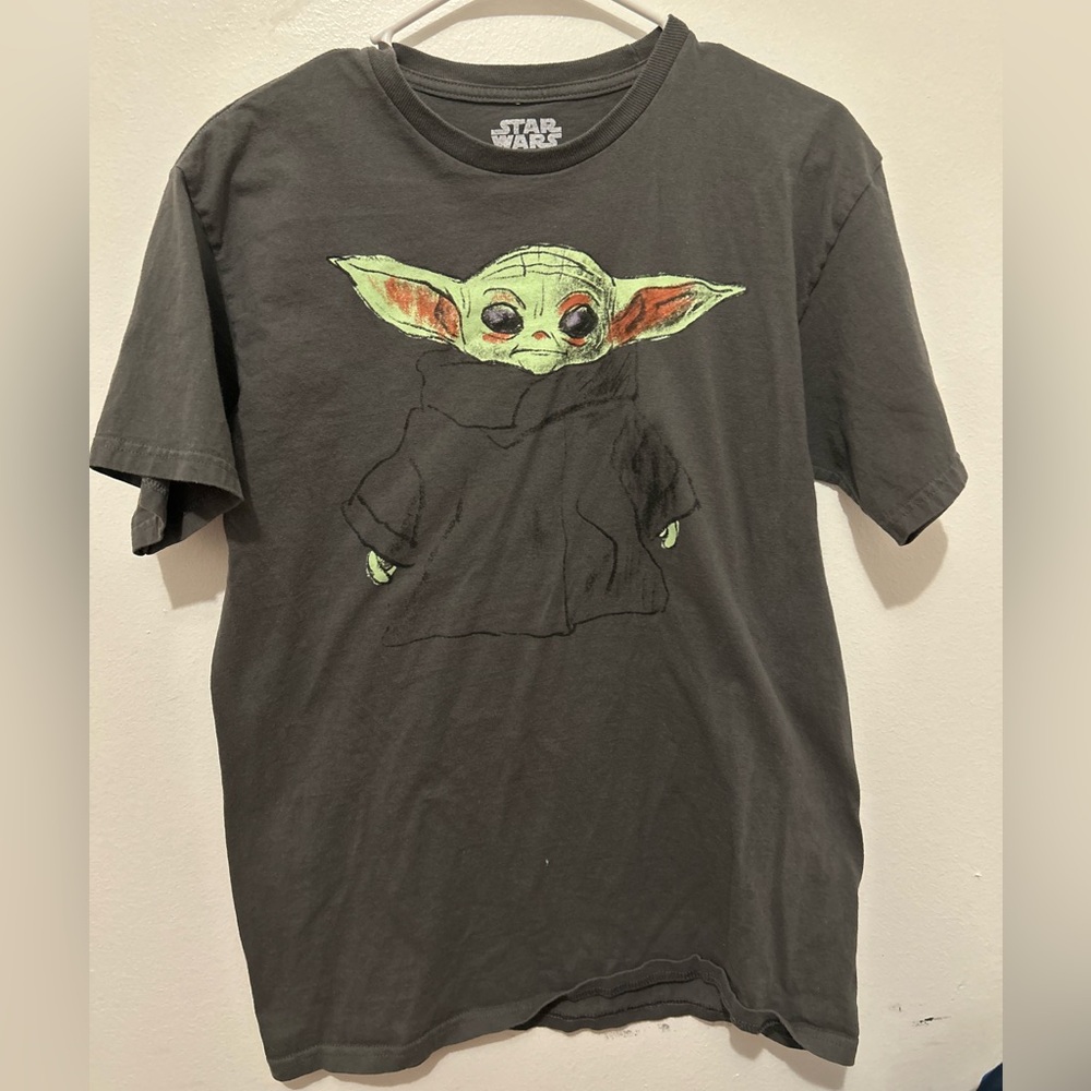 Star Wars Black T-Shirt with Green Yoda Design